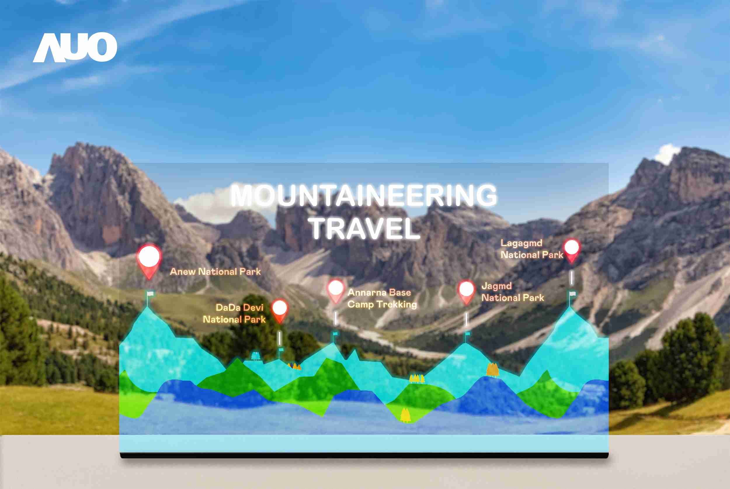 人生就是博展示全球单片尺寸最大(*)42吋透明Micro LED显示器拼接而成的〝64吋透明Micro LED显示器〞，，具备高透明度、、、、1,000 nits高亮度、、、广色域、、、、采用三边无边框的无缝拼接等多重特色，，呈现超高清、、细腻画质而不遮挡后方视觉，，满足层峰需求，，，可广泛运用于零售、、、、艺术展览或商业空间等场域